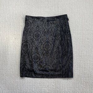 VTG Donna Whimsigoth Metallic Baroque Victorian Damask Dressy Pencil Skirt Sz 10